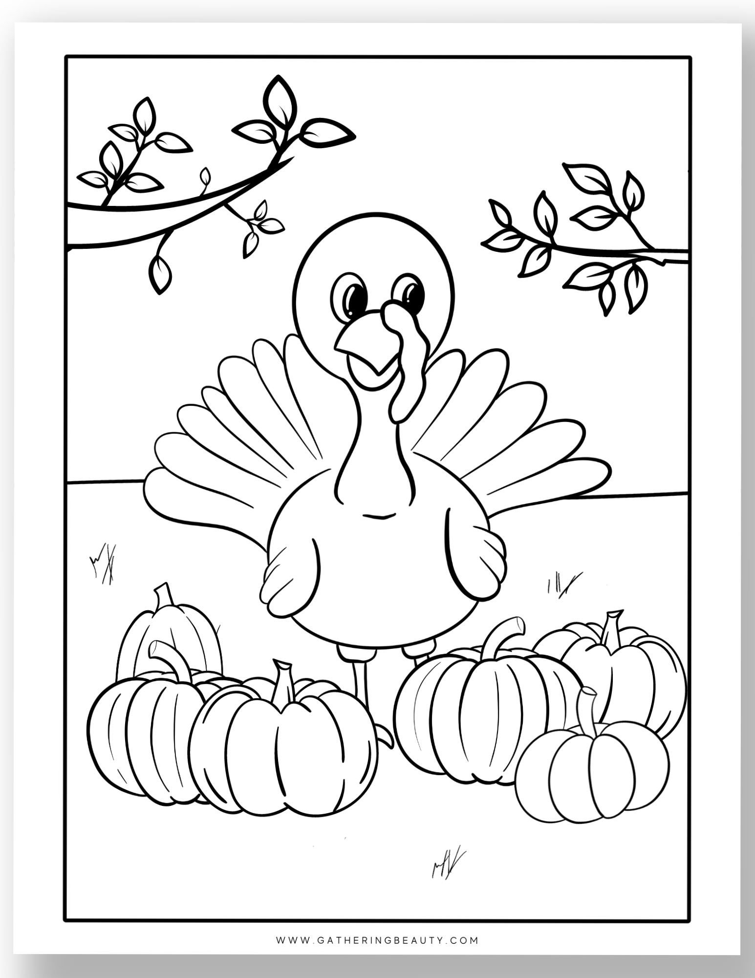 free printable turkey colouring pages — gathering beauty